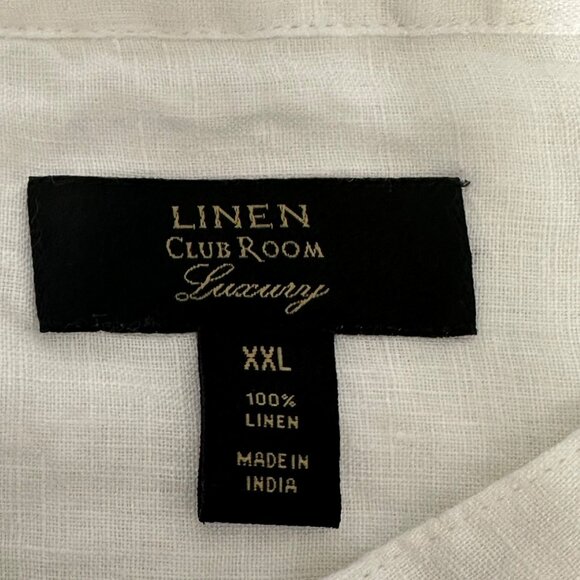Linen Club Room Luxury Mens White Linen Shirt XXL Resort Tropical Old Money - Picture 4 of 8